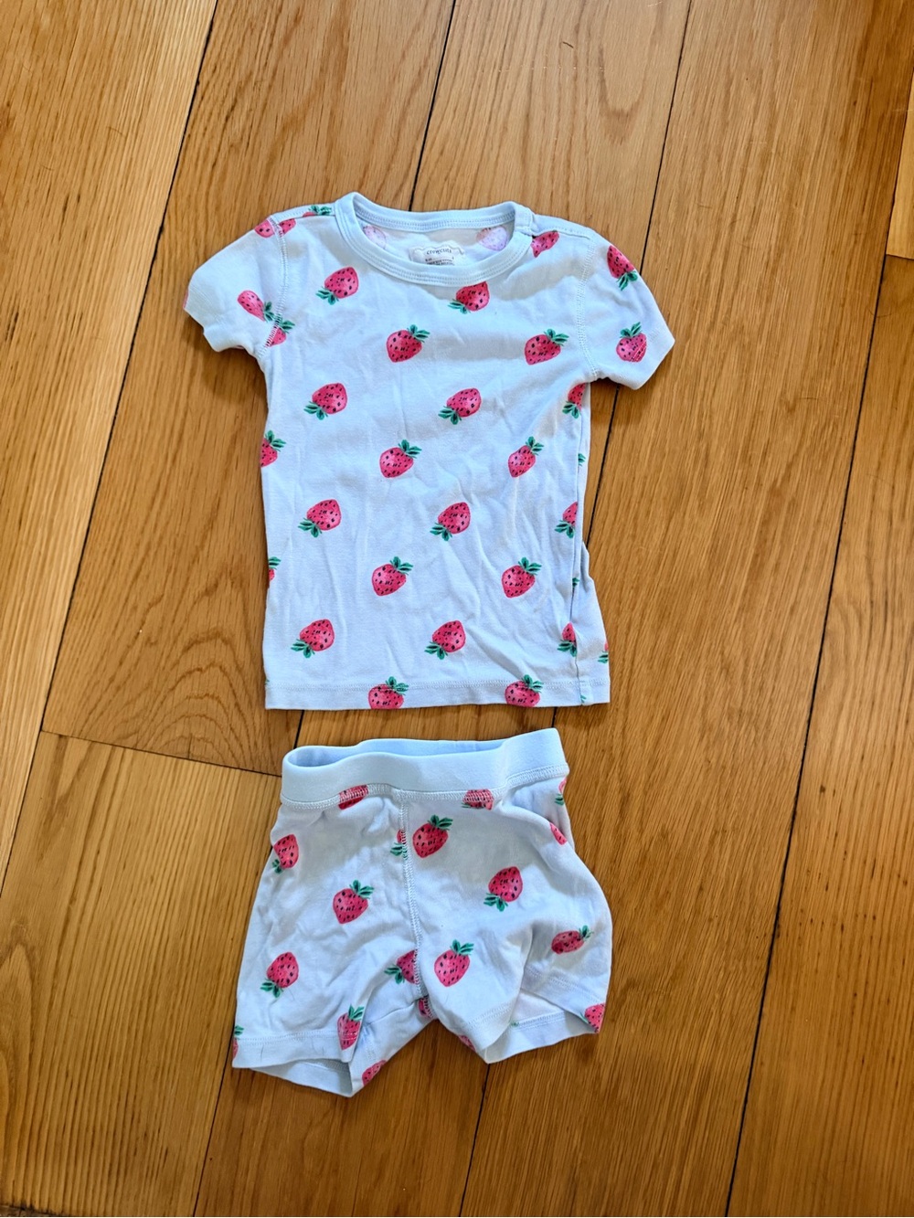 Crewcuts blue and Pink Strawberry Print Pajama Set 3T